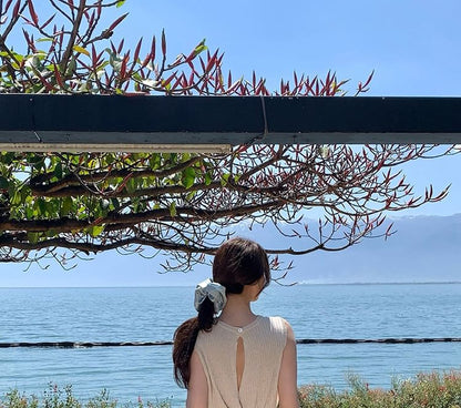 Sleeveless Crew Neck Plain Ribbed Knit Top