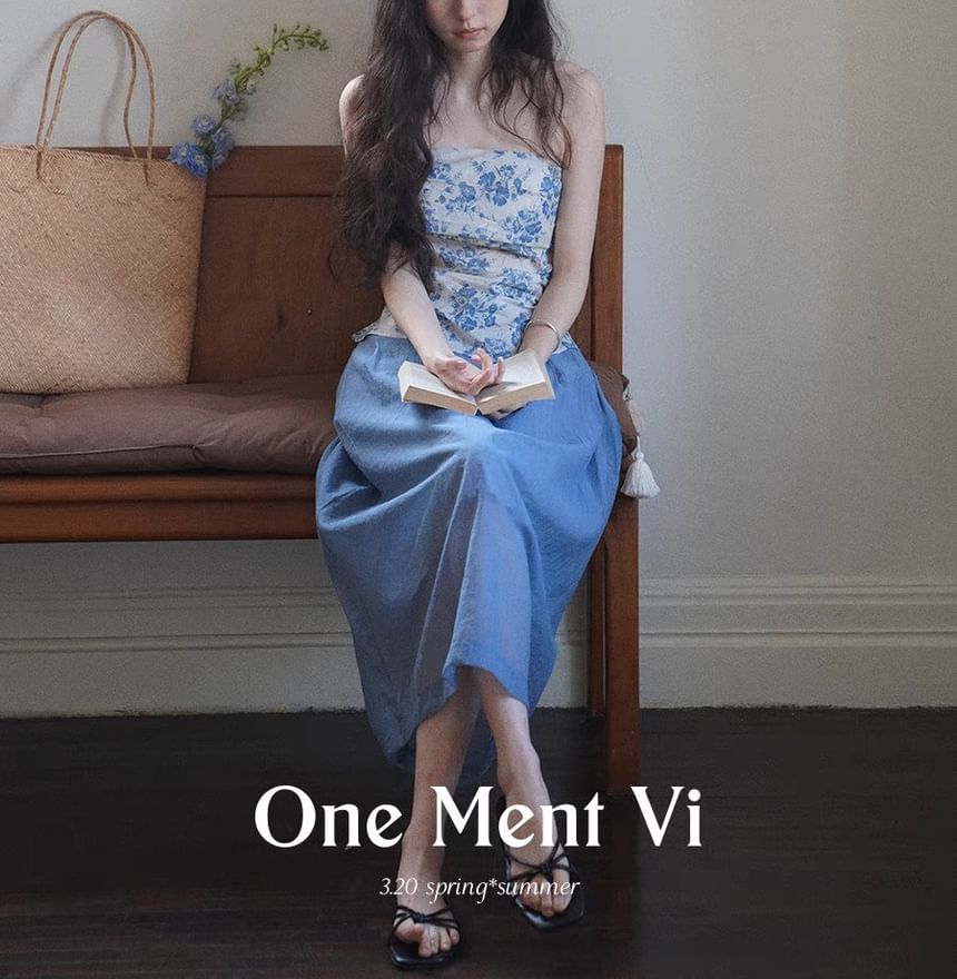 Sleeveless Floral Print Tube Top