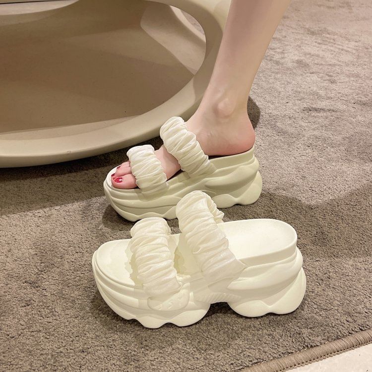 Platform Ruched Slide Sandals