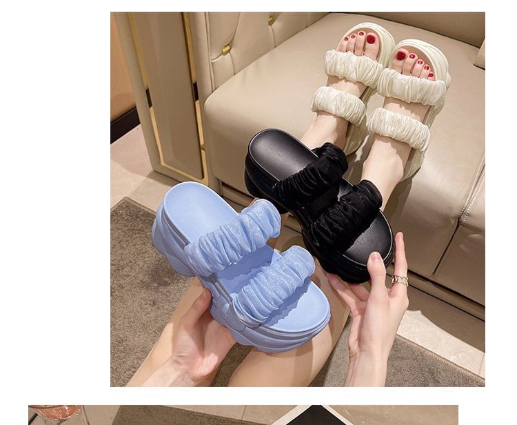 Platform Ruched Slide Sandals