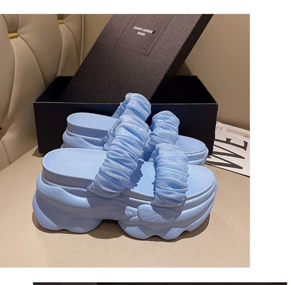Platform Ruched Slide Sandals