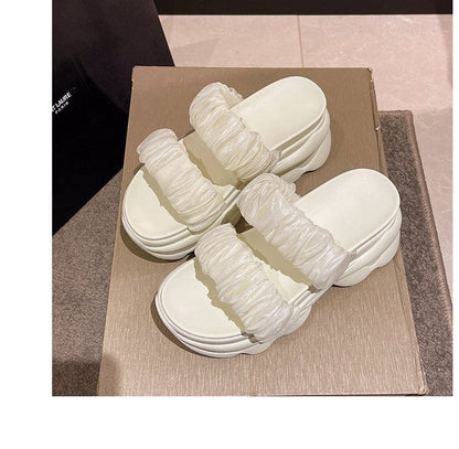 Platform Ruched Slide Sandals
