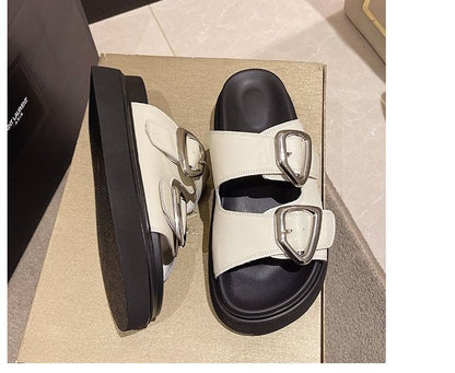 Platform Slide Sandals Buckled