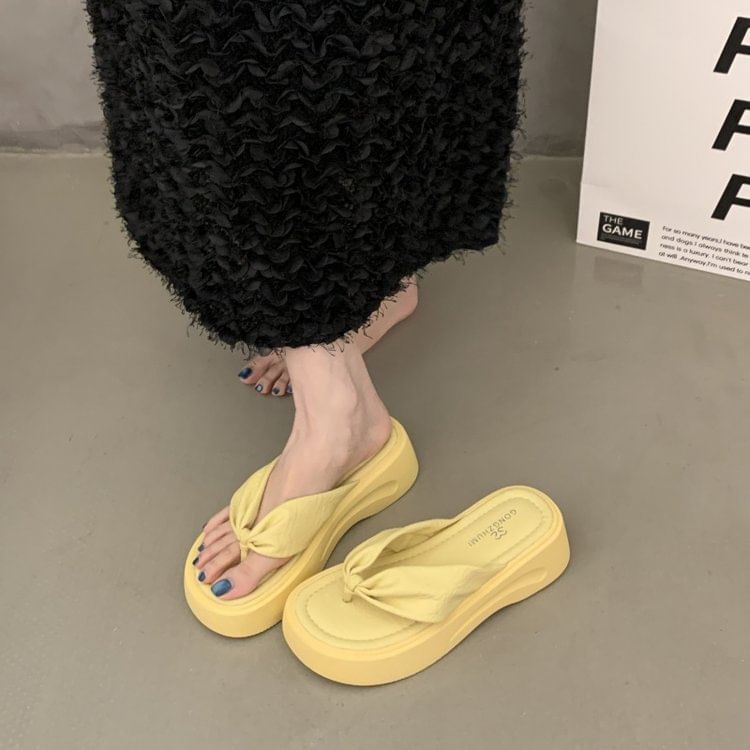 Ruched Platform Flip-Flops