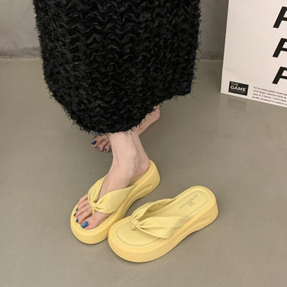 Ruched Platform Flip-Flops