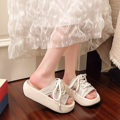 Lace-Up Slide Sandals Platform