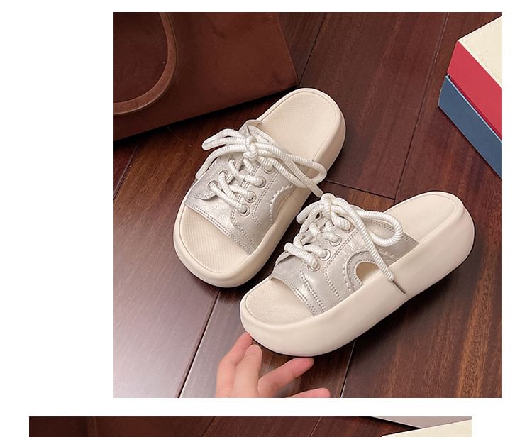Lace-Up Slide Sandals Platform
