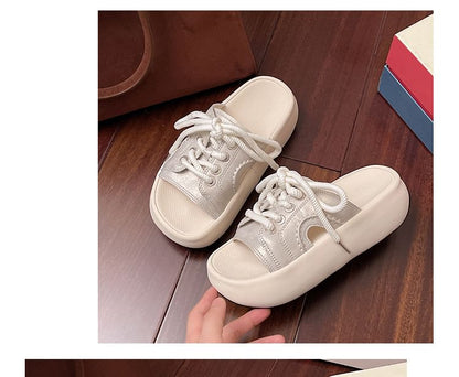 Lace-Up Slide Sandals Platform