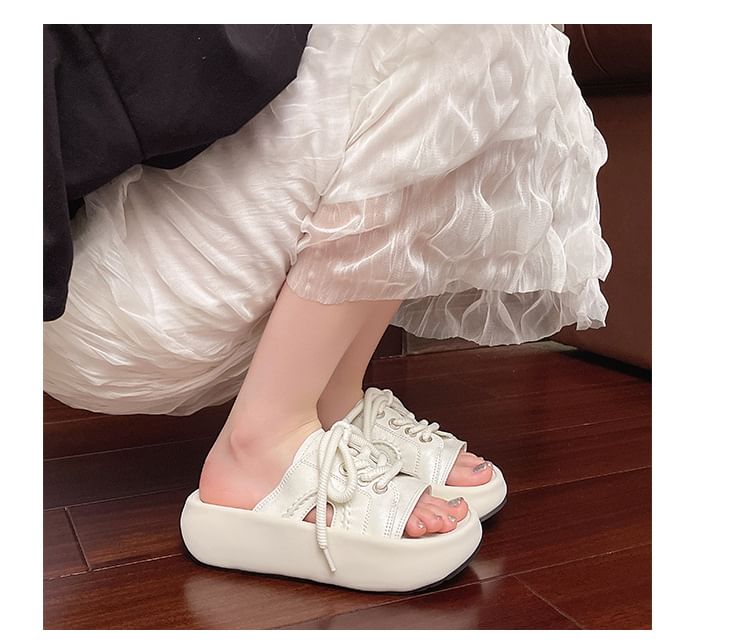 Lace-Up Slide Sandals Platform