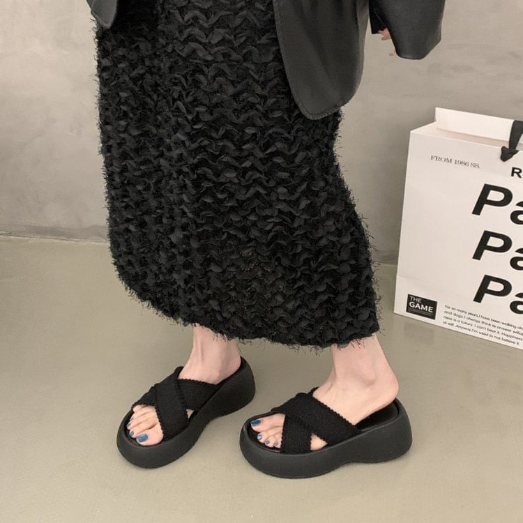 Platform Strap Slide Sandals Cross