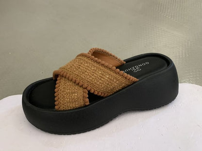 Platform Strap Slide Sandals Cross