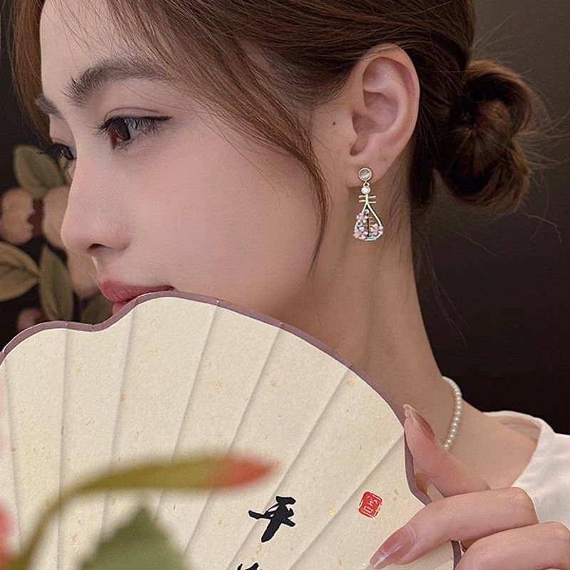 Pipa Drop Earring Floral Enamel