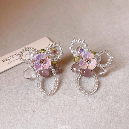 Floral Earring Beaded Stud