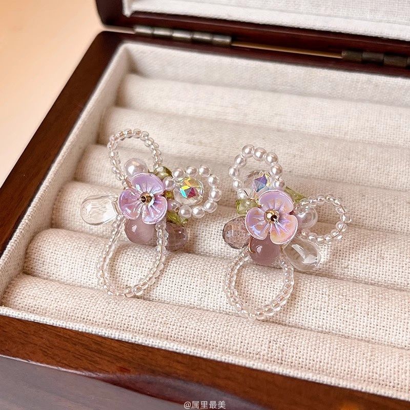 Floral Earring Beaded Stud