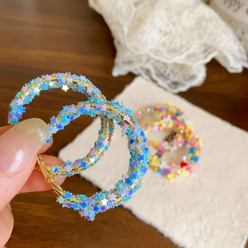 Hoop Heart Bow / Star Earring