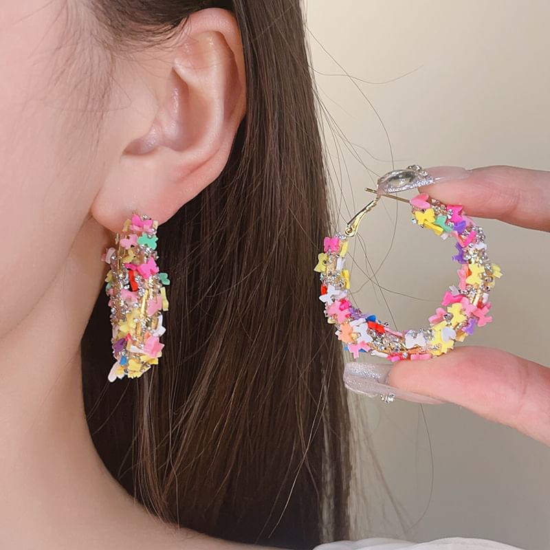 Hoop Heart Bow / Star Earring