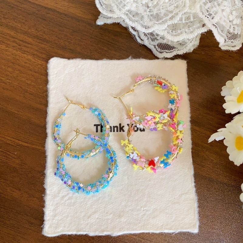 Hoop Heart Bow / Star Earring