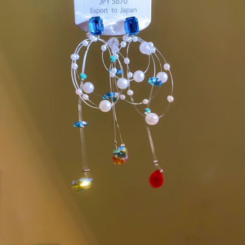 Pearl Rhinestone Earring Drop Faux