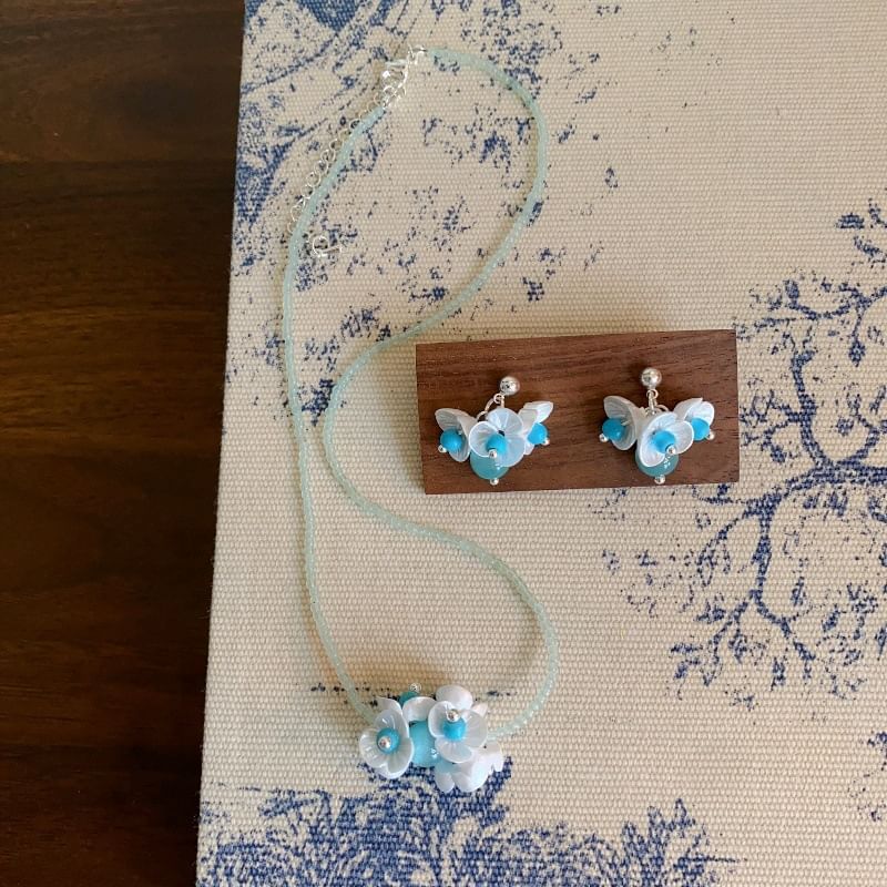 Earring Drop Beaded / Necklace Floral