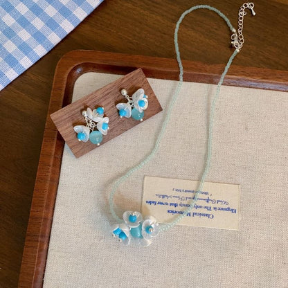 Earring Drop Beaded / Necklace Floral