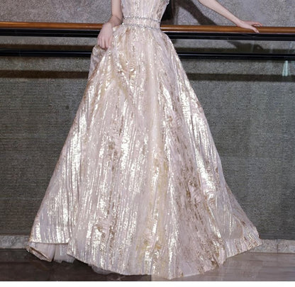 Strapless Embellished A-Line Evening Gown