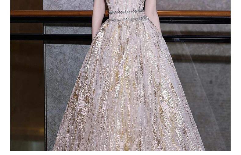 Strapless Embellished A-Line Evening Gown
