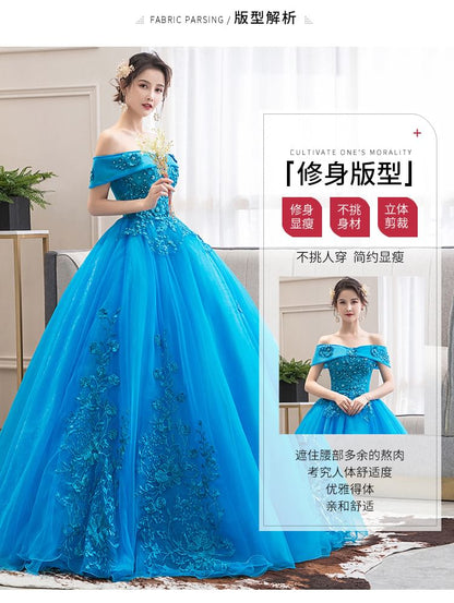 Off-the-Shoulder Floral Embroidered Evening A-Line Gown