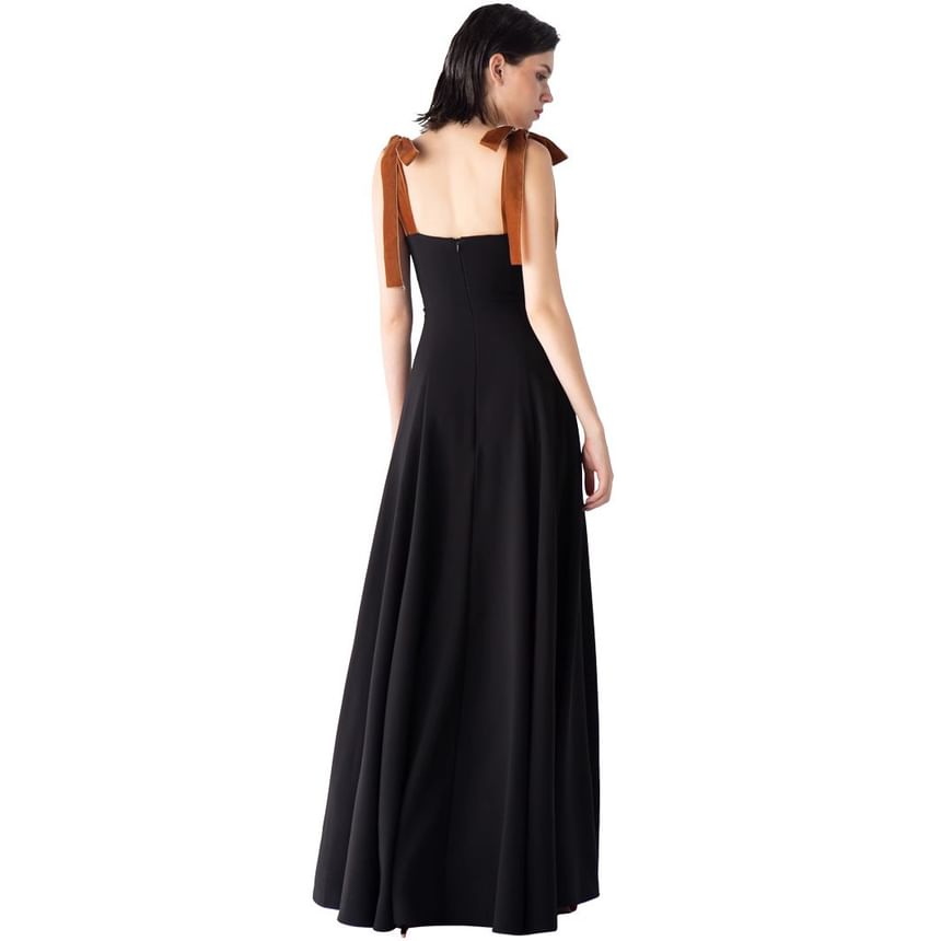Gown A-Line Plain Strap Spaghetti Neck Square Evening