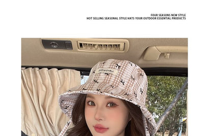 Plaid Bow Print Bucket Hat