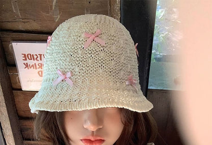 Bow Woven Cloche Hat