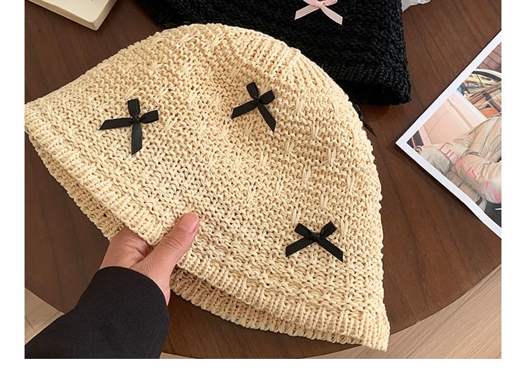 Bow Woven Cloche Hat