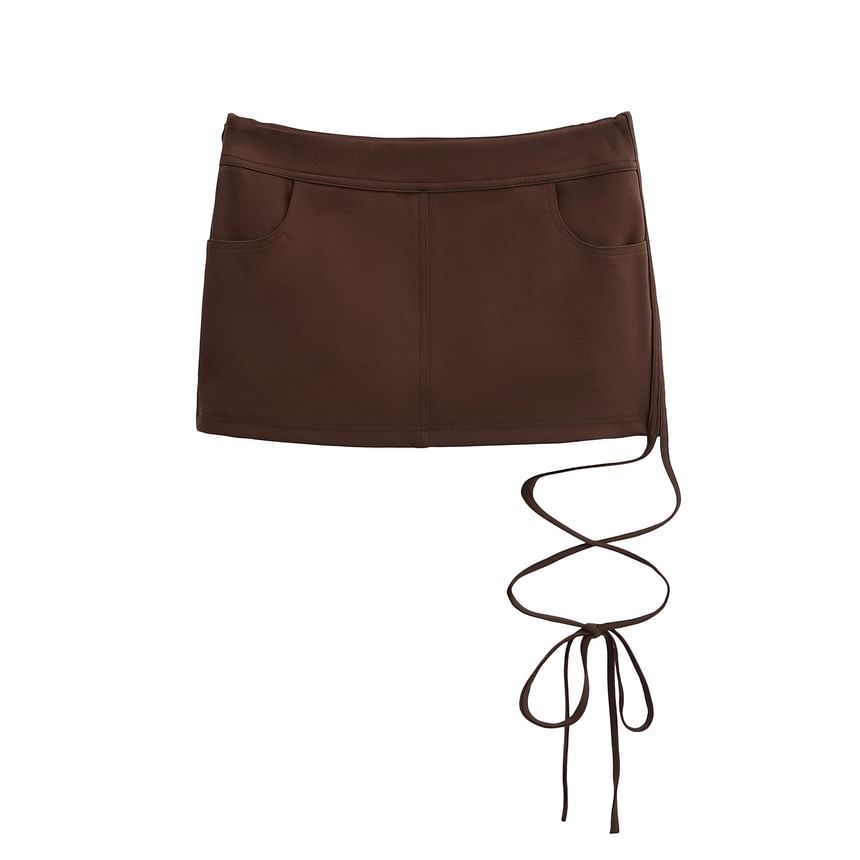 Mid-Rise Smooth Lace-Up Fitted Pencil Skirt