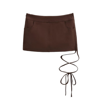 Mid-Rise Smooth Lace-Up Fitted Pencil Skirt