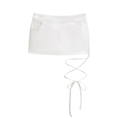 Mid-Rise Smooth Lace-Up Fitted Pencil Skirt