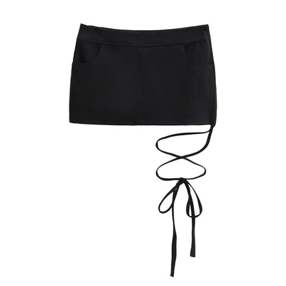 Mid-Rise Smooth Lace-Up Fitted Pencil Skirt