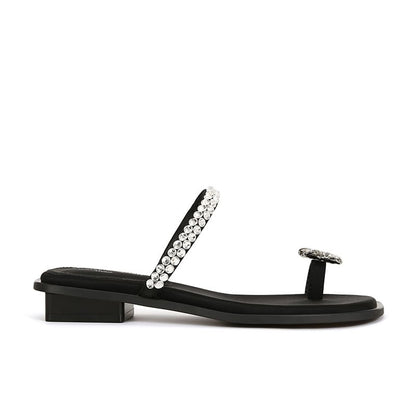 Rhinestone Flower Loop Toe Sandals