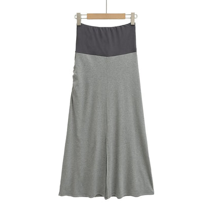 Elevated Waist Knit Layered Flared Long Skirt