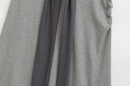 Elevated Waist Knit Layered Flared Long Skirt
