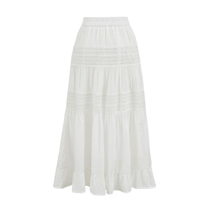 Elevated Waist Smooth Flared Long Skirt