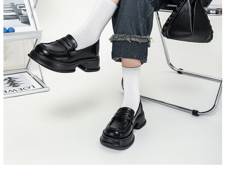 Platform Chunky Heel Loafers