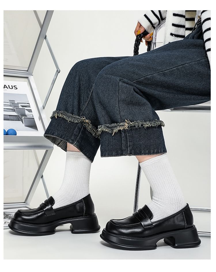 Platform Chunky Heel Loafers