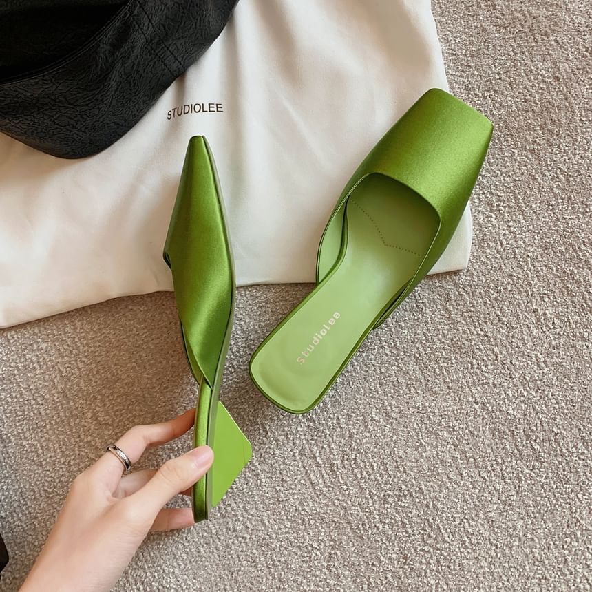 Square Toe Low Heel Mules