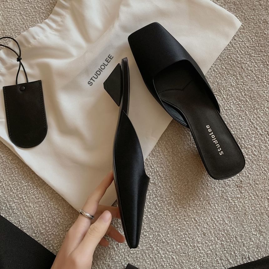 Square Toe Low Heel Mules