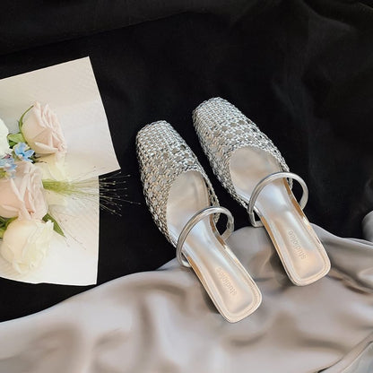 Square Toe Kitten Heel Mules