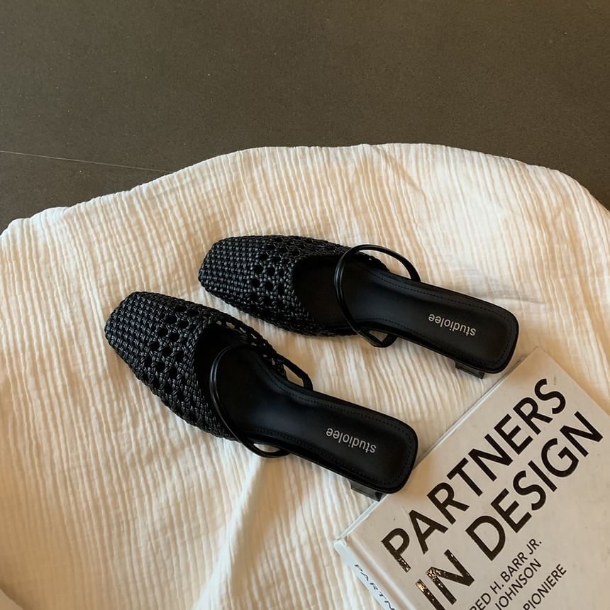 Square Toe Kitten Heel Mules