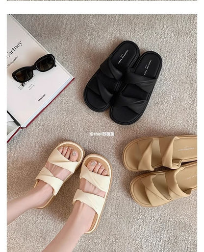 Double-Strap Slide Sandals