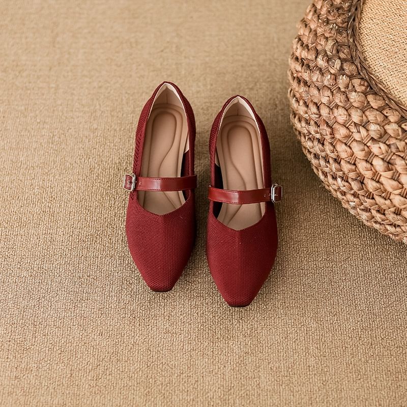 Square Toe Chunky Heel Mary Jane Pumps