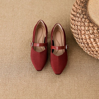 Square Toe Chunky Heel Mary Jane Pumps