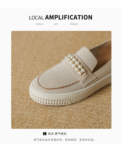 Faux Pearl Platform Slip-Ons