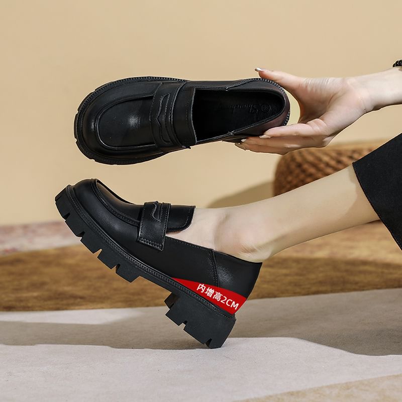 Platform Chunky Heel Loafers